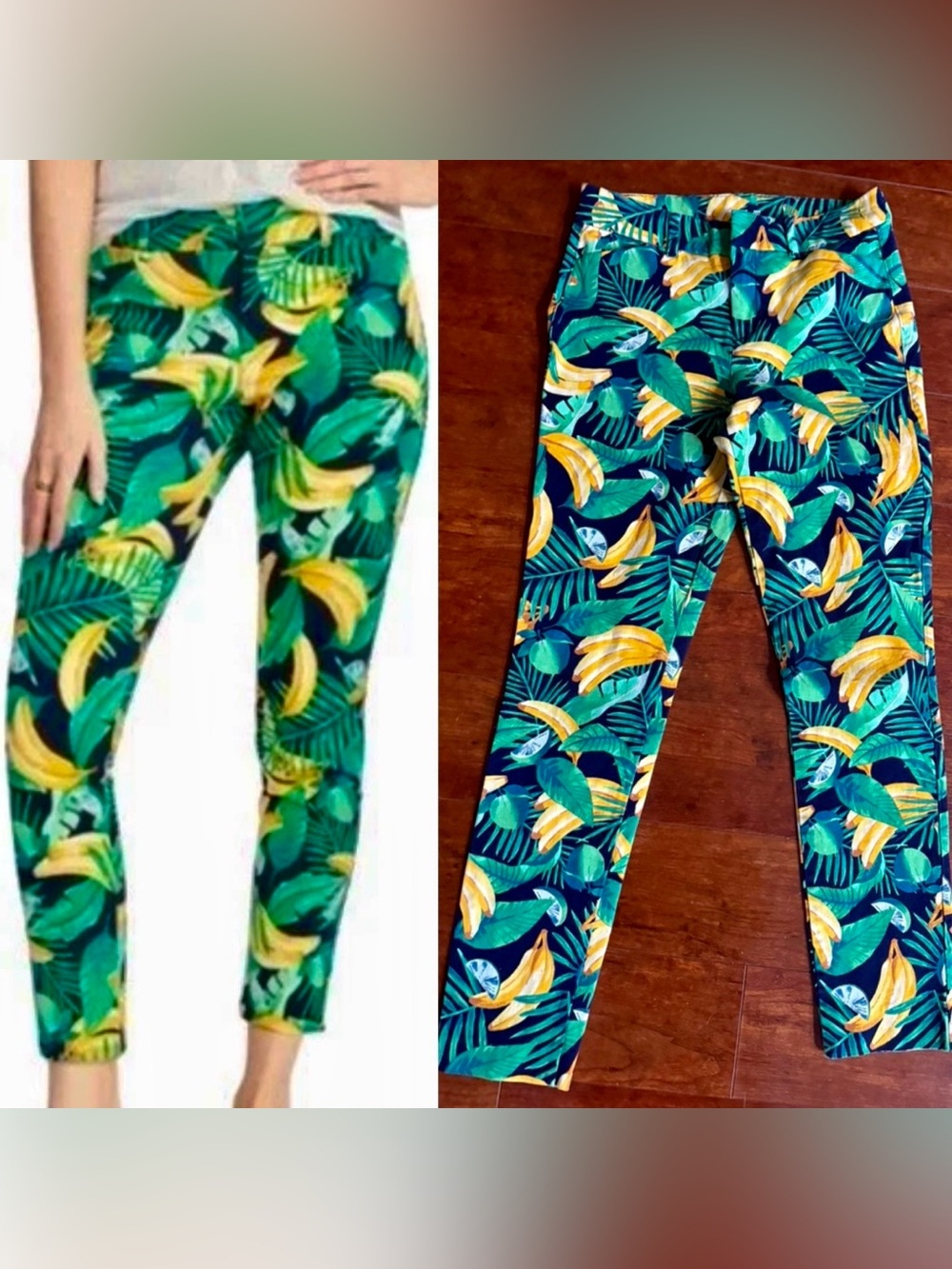 Old Navy Pixie Ankle Pants in Tropical Palm Floral Banana Print Women’s 4 Tall